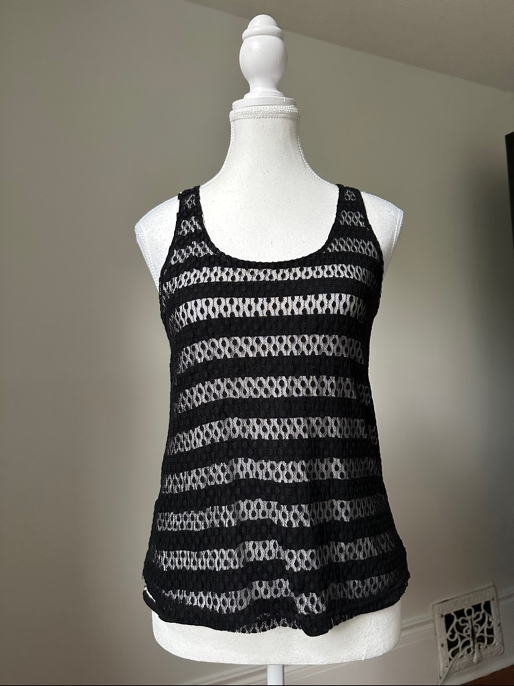 CHARLOTTE‎ RUSSE Y2K Lace Striped Whimsigoth Punk Skater Tank Top Size Small